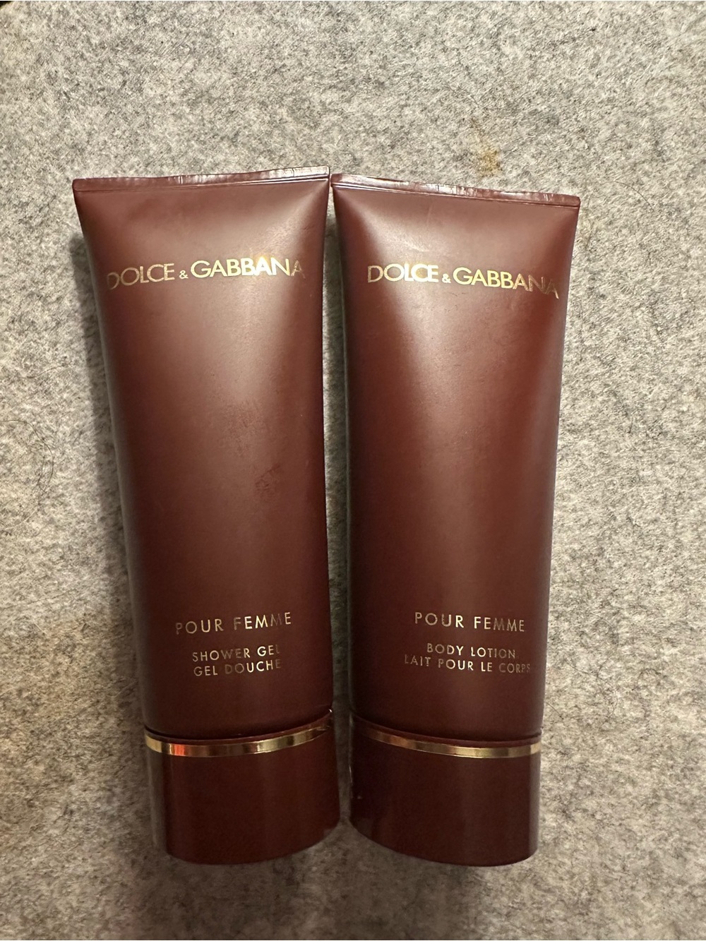 Dolce & Gabbana Pour Femme Shower Gel & Body Lotion - Brown with Gold Accents